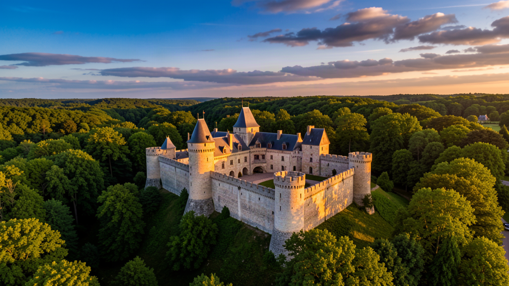 Vue aerienne du domaine du Puy du Fou en Vendee